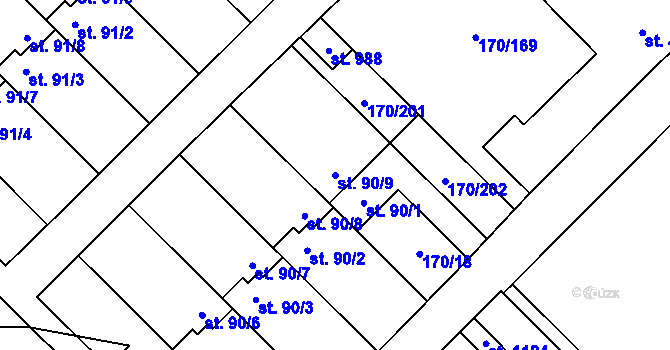 Parcela st. 90/9 v KÚ Brandýsek, Katastrální mapa