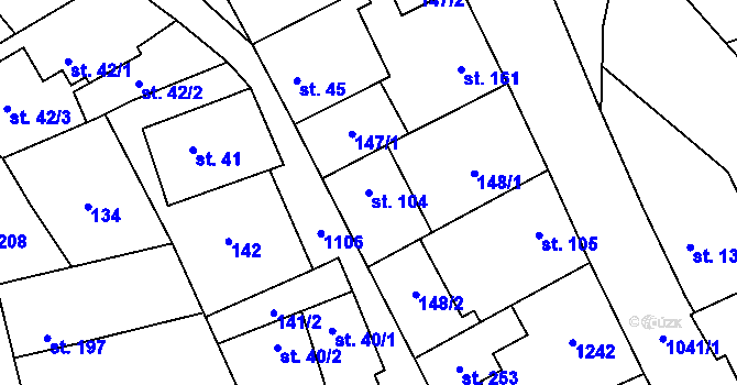Parcela st. 104 v KÚ Brandýsek, Katastrální mapa