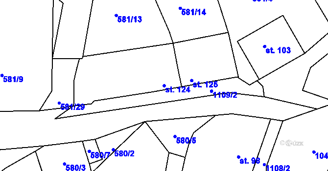 Parcela st. 124 v KÚ Brandýsek, Katastrální mapa