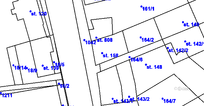 Parcela st. 158 v KÚ Brandýsek, Katastrální mapa