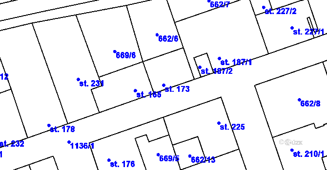 Parcela st. 173 v KÚ Brandýsek, Katastrální mapa