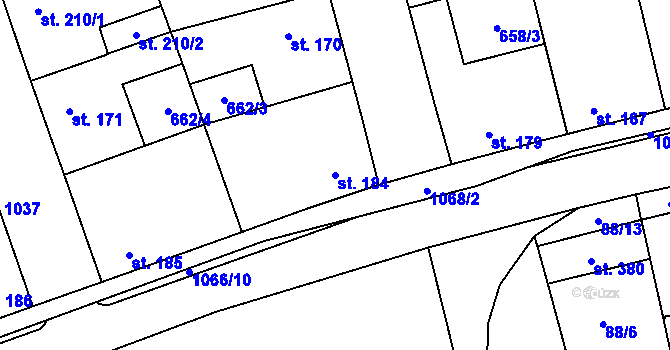 Parcela st. 184 v KÚ Brandýsek, Katastrální mapa