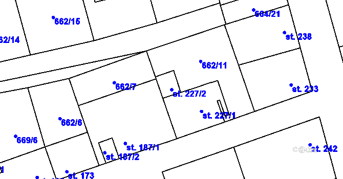 Parcela st. 227/2 v KÚ Brandýsek, Katastrální mapa