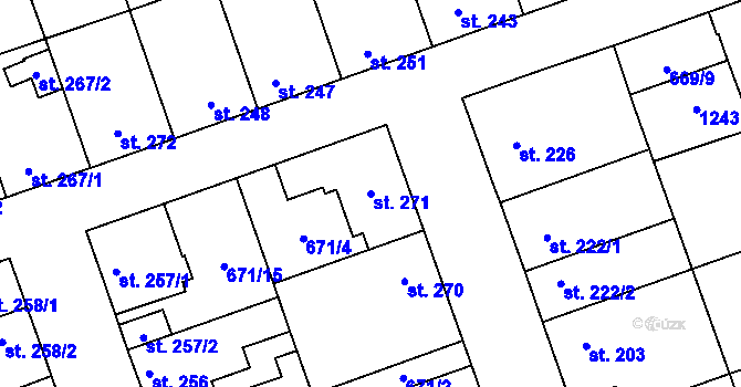Parcela st. 271 v KÚ Brandýsek, Katastrální mapa