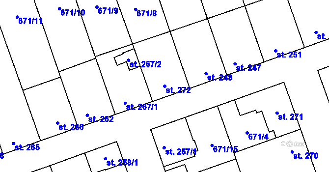 Parcela st. 272 v KÚ Brandýsek, Katastrální mapa