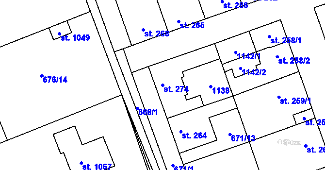 Parcela st. 274 v KÚ Brandýsek, Katastrální mapa