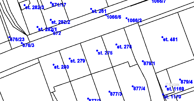 Parcela st. 275 v KÚ Brandýsek, Katastrální mapa