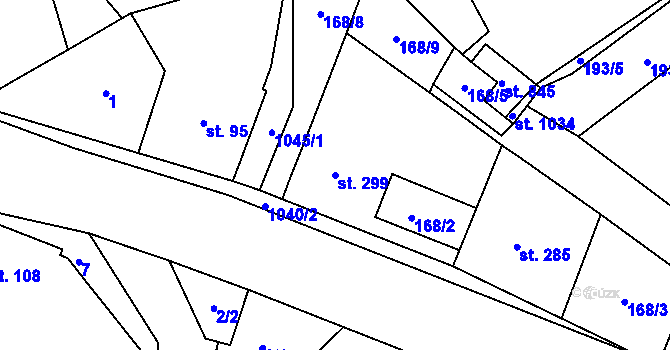 Parcela st. 299 v KÚ Brandýsek, Katastrální mapa