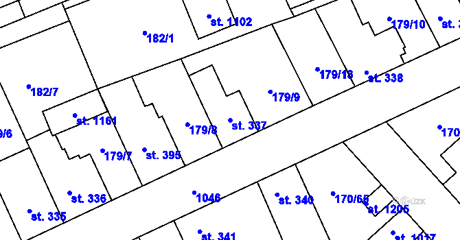 Parcela st. 337 v KÚ Brandýsek, Katastrální mapa