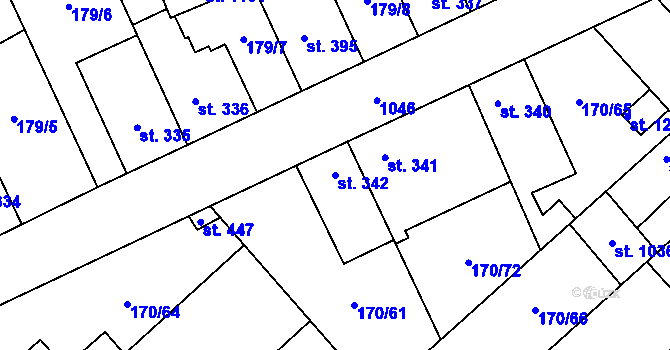 Parcela st. 342 v KÚ Brandýsek, Katastrální mapa