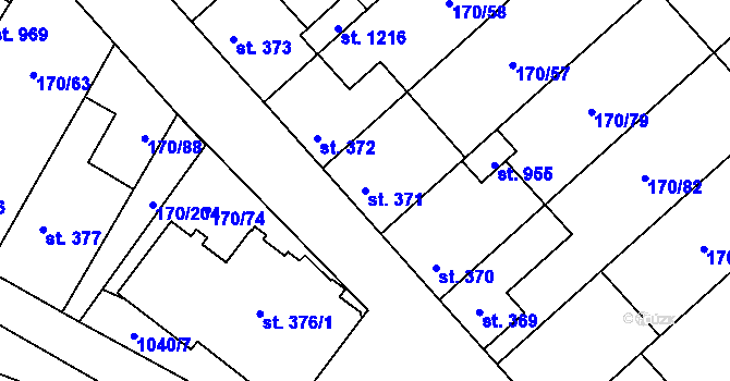 Parcela st. 371 v KÚ Brandýsek, Katastrální mapa