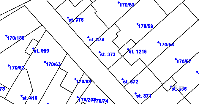Parcela st. 373 v KÚ Brandýsek, Katastrální mapa