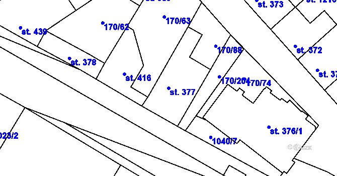 Parcela st. 377 v KÚ Brandýsek, Katastrální mapa