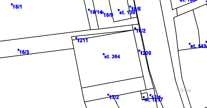 Parcela st. 394 v KÚ Brandýsek, Katastrální mapa