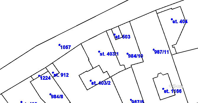 Parcela st. 403/1 v KÚ Brandýsek, Katastrální mapa
