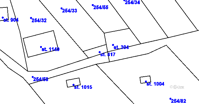 Parcela st. 417 v KÚ Brandýsek, Katastrální mapa