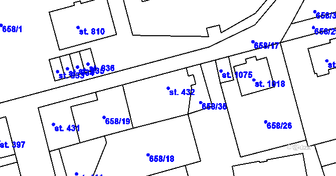 Parcela st. 432 v KÚ Brandýsek, Katastrální mapa