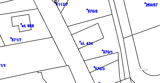 Parcela st. 434 v KÚ Brandýsek, Katastrální mapa