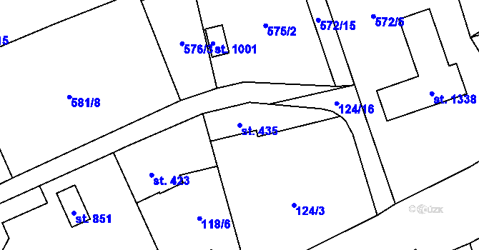 Parcela st. 435 v KÚ Brandýsek, Katastrální mapa