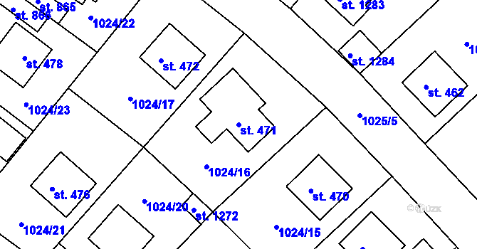 Parcela st. 471 v KÚ Brandýsek, Katastrální mapa