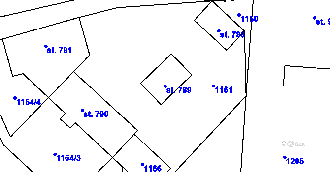 Parcela st. 789 v KÚ Brandýsek, Katastrální mapa