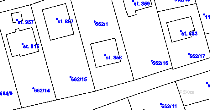 Parcela st. 858 v KÚ Brandýsek, Katastrální mapa
