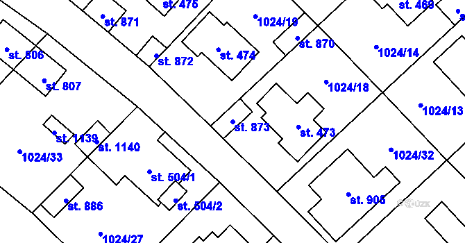 Parcela st. 873 v KÚ Brandýsek, Katastrální mapa