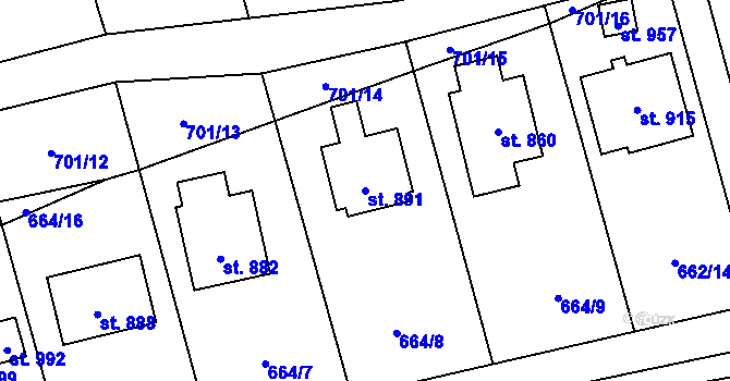 Parcela st. 891 v KÚ Brandýsek, Katastrální mapa
