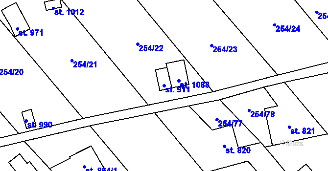 Parcela st. 911 v KÚ Brandýsek, Katastrální mapa