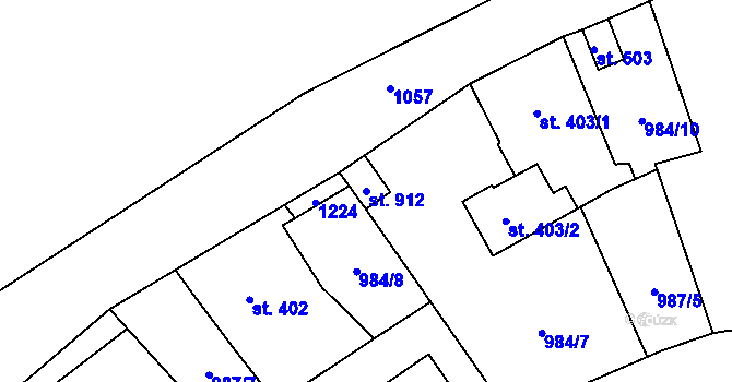 Parcela st. 912 v KÚ Brandýsek, Katastrální mapa