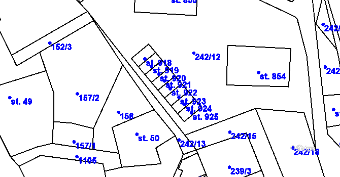 Parcela st. 922 v KÚ Brandýsek, Katastrální mapa