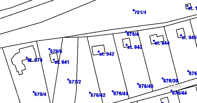 Parcela st. 942 v KÚ Brandýsek, Katastrální mapa