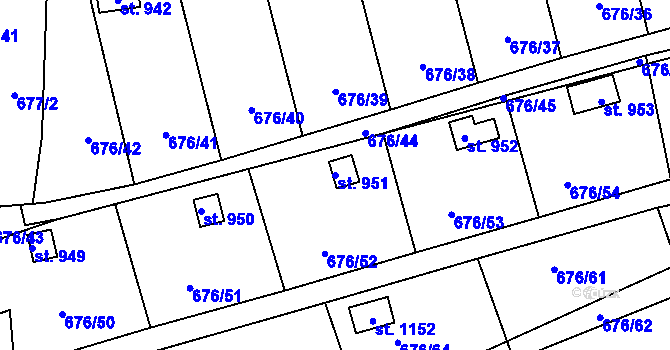 Parcela st. 951 v KÚ Brandýsek, Katastrální mapa