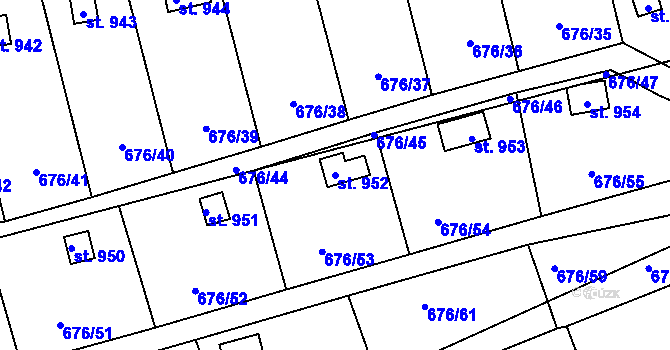 Parcela st. 952 v KÚ Brandýsek, Katastrální mapa