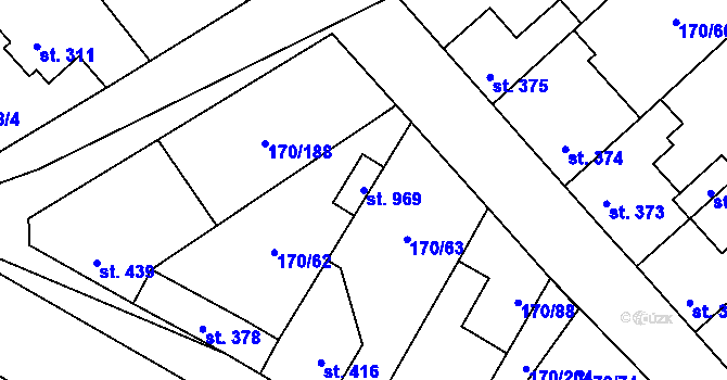 Parcela st. 969 v KÚ Brandýsek, Katastrální mapa