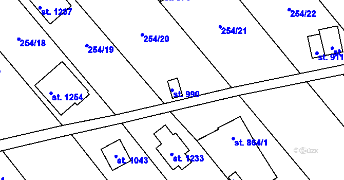 Parcela st. 990 v KÚ Brandýsek, Katastrální mapa