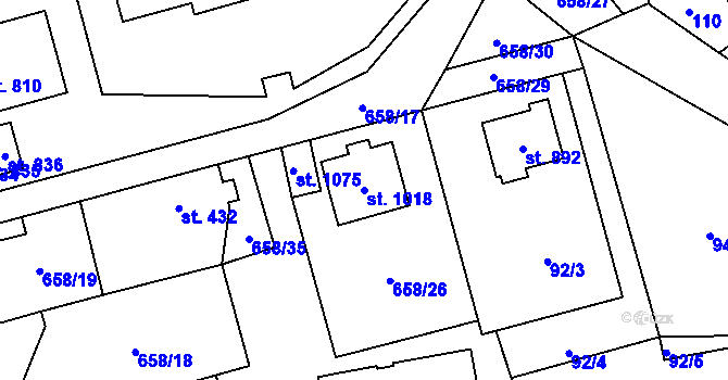 Parcela st. 1018 v KÚ Brandýsek, Katastrální mapa