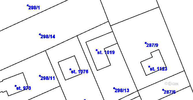 Parcela st. 1019 v KÚ Brandýsek, Katastrální mapa