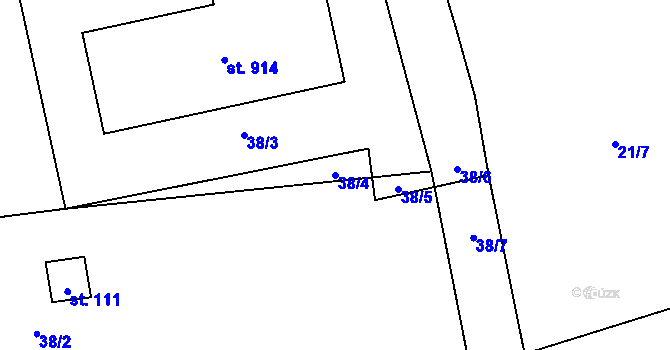 Parcela st. 38/4 v KÚ Brandýsek, Katastrální mapa