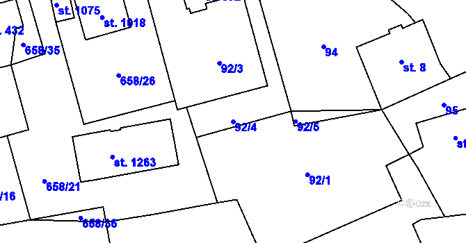 Parcela st. 92/4 v KÚ Brandýsek, Katastrální mapa
