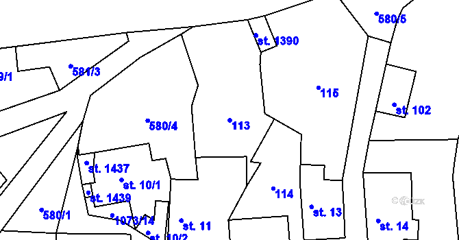 Parcela st. 113 v KÚ Brandýsek, Katastrální mapa