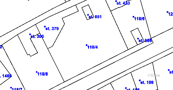 Parcela st. 118/4 v KÚ Brandýsek, Katastrální mapa