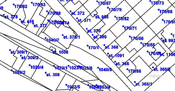 Parcela st. 170/1 v KÚ Brandýsek, Katastrální mapa
