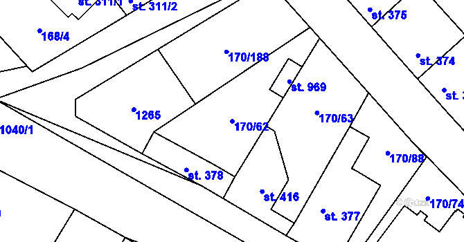Parcela st. 170/62 v KÚ Brandýsek, Katastrální mapa