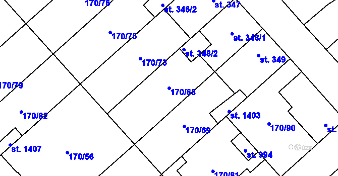 Parcela st. 170/68 v KÚ Brandýsek, Katastrální mapa
