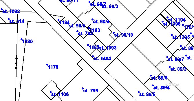 Parcela st. 170/115 v KÚ Brandýsek, Katastrální mapa