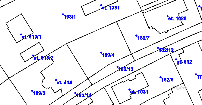 Parcela st. 189/4 v KÚ Brandýsek, Katastrální mapa