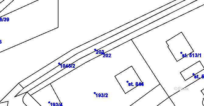 Parcela st. 202 v KÚ Brandýsek, Katastrální mapa