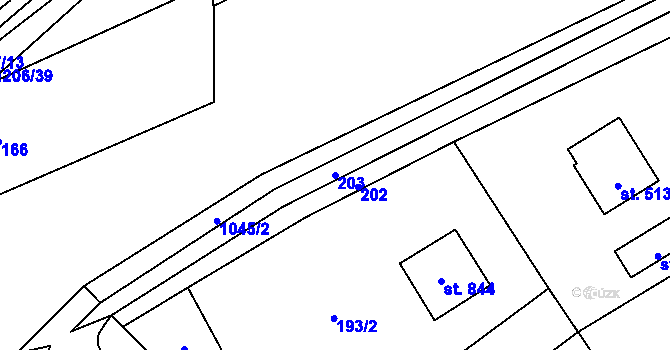 Parcela st. 203 v KÚ Brandýsek, Katastrální mapa