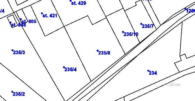 Parcela st. 235/8 v KÚ Brandýsek, Katastrální mapa